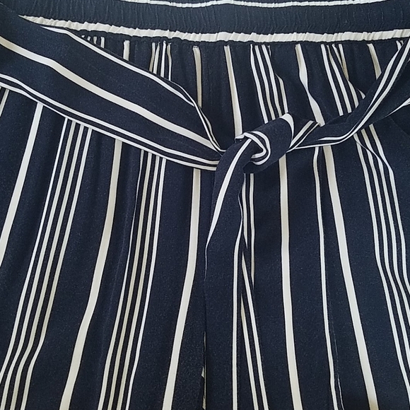 NWT CYNTHIA ROWLEY NAVY/WHITE STRIPED PIMA COTTON PANTS W/ELASTIC BANDIN… - Picture 5 of 7